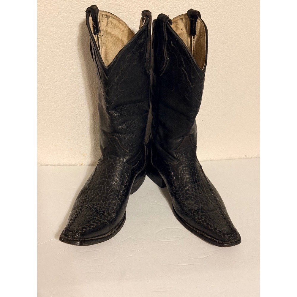 Mens Black Leather Western Cowboy Boots Snip Toe Whipstitch Mexico Size 8 - Picture 8 of 8